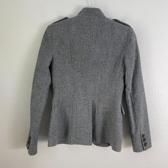 Theory Womens Size 0 Gray Wool Blend Button Asymmetric Military Blazer Jacket - Picture 12 of 15